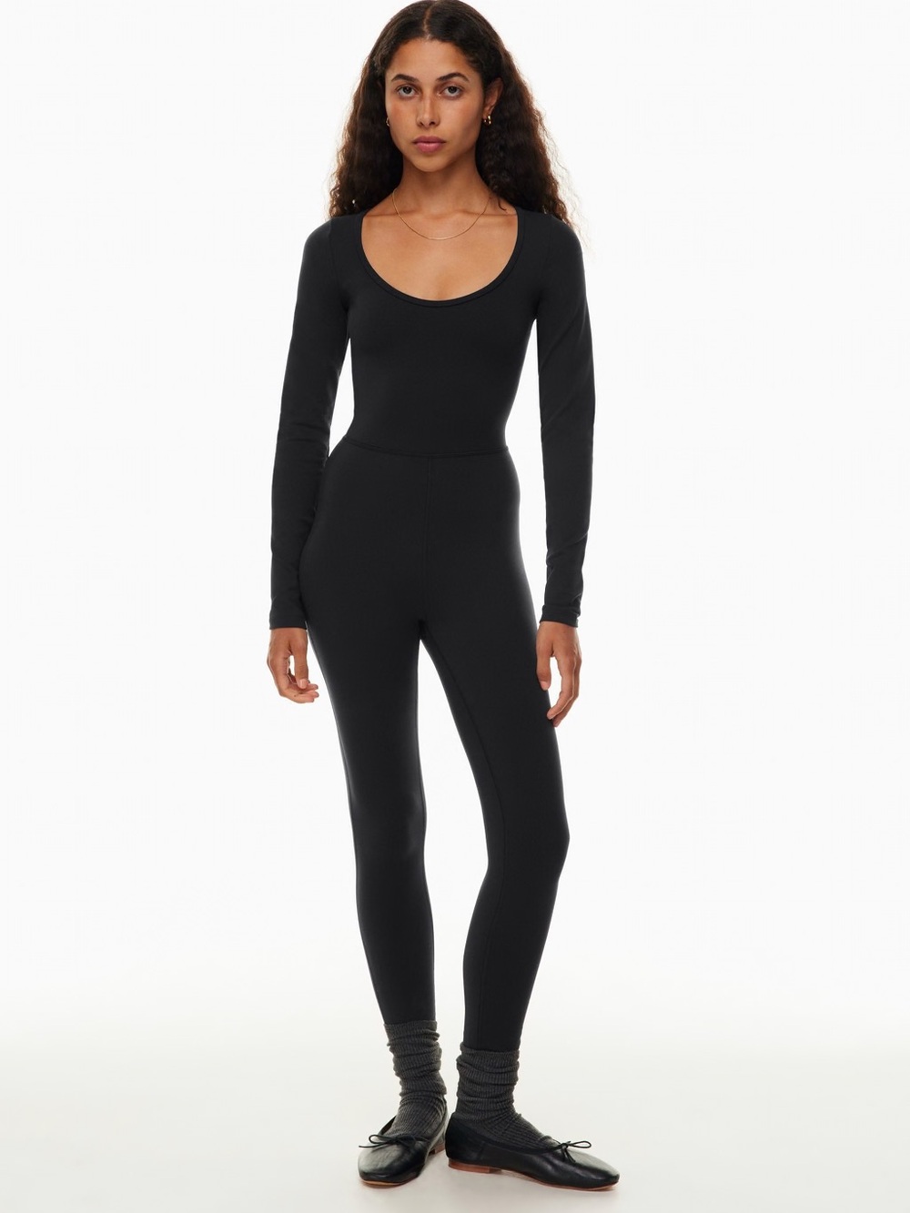 Aritzia Wilfred Maxe Long Sleeve Scoop-Neck Jumpsuit Black Size Small